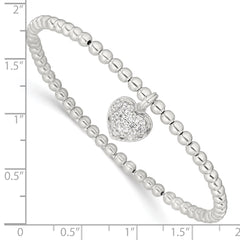 Sterling Silver CZ Heart Stretch Bracelet QH5450
