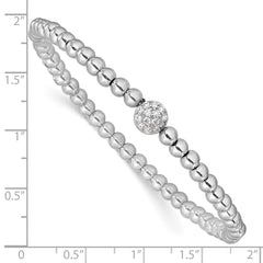 Sterling Silver Rhodium-plated Polished Beaded CZ Stretch Bracelet QH5455