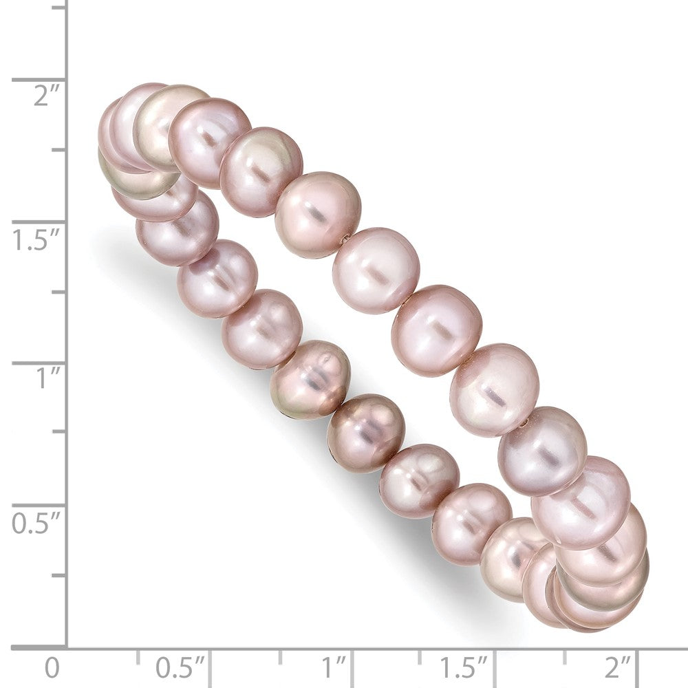 8-9mm Pink Near-round Freshwater Cultured Pearl Stretch Bracelet QH5458