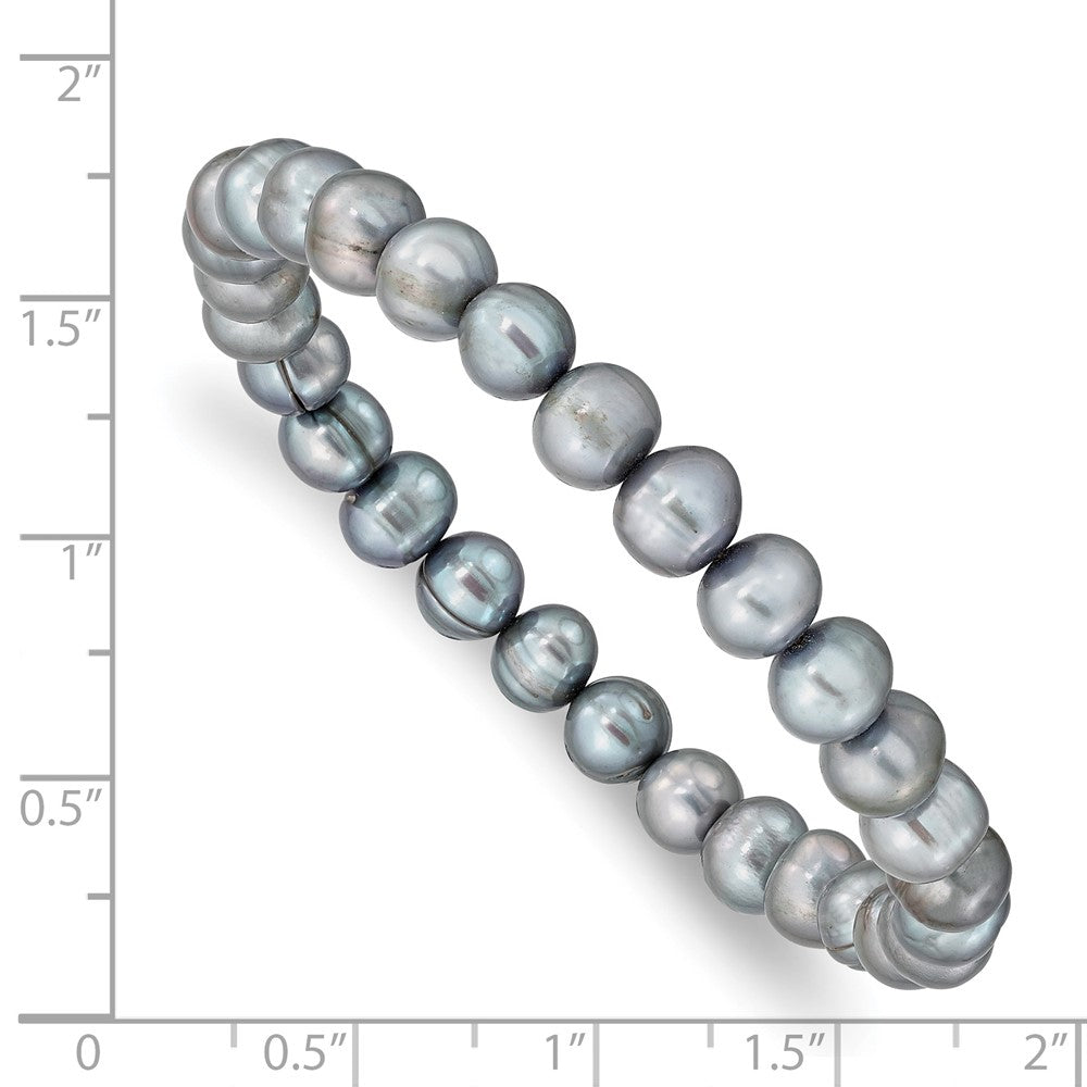 6-7mm Grey Freshwater Cultured Pearl Stretch Bracelet QH5459