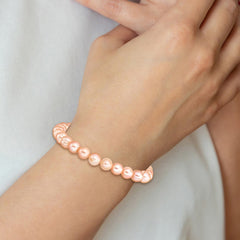 6-7mm Pink Freshwater Cultured Pearl Stretch Bracelet QH5460