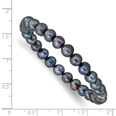 6-7mm Black Freshwater Cultured Pearl Stretch Bracelet QH5462