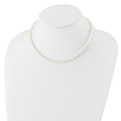 Sterling Silver Madi K Rhodium-plated 5-6mm White Semi-Round Freshwater Cultured Pearl 14 inch with 2 inch Extension Children's Necklace QH5469-14