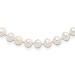 Sterling Silver Madi K Rhodium-plated 5-6mm White Semi-Round Freshwater Cultured Pearl 14 inch with 2 inch Extension Children's Necklace QH5469-14