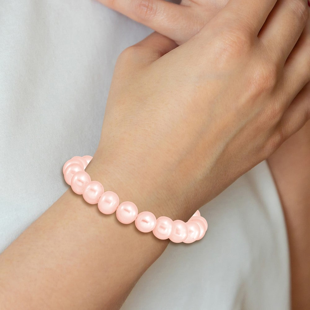 Madi K 5-6mm Pink Semi-Round Freshwater Cultured Pearl Children's Stretch Bracelet QH5566P