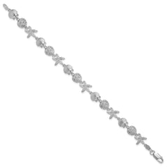 De-Ani Sterling Silver Rhodium-Plated Polished Sand Dollar / Shell / Starfish Bracelet QH5569-7.5