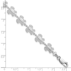 De-Ani Sterling Silver Rhodium-plated Polished Sea Turtle 7.5 inch Bracelet QH5572-7.5