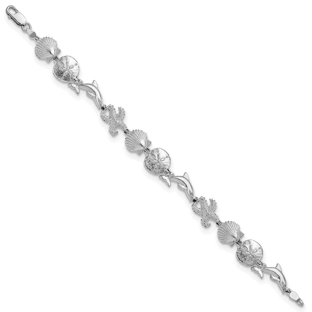 De-Ani Sterling Silver Rhodium-plated Polished Sea Life Bracelet QH5574-7.25