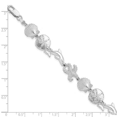 De-Ani Sterling Silver Rhodium-plated Polished Sea Life Bracelet QH5574-7.25