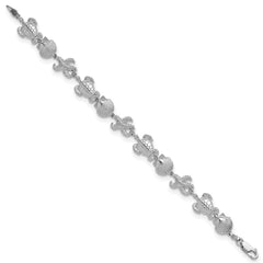De-Ani Sterling Silver Rhodium-Plated Polished Turtle / Shell / Starfish Bracelet QH5576-7.5