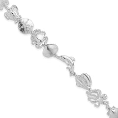 De-Ani Sterling Silver Rhodium-plated Polished Multi-Shell and Sealife Bracelet QH5579-7.25
