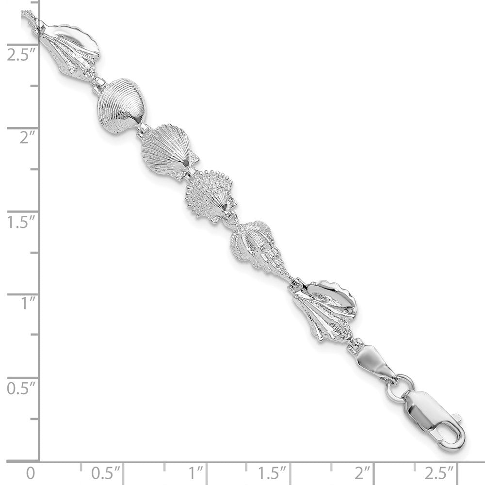 De-Ani Sterling Silver Rhodium-plated Polished Multi-Shell 7.25 inch Bracelet QH5583-7.25