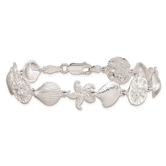De-Ani Sterling Silver Rhodium-Plated Polished Starfish / Shells / Sand Dollar Bracelet QH5585-7