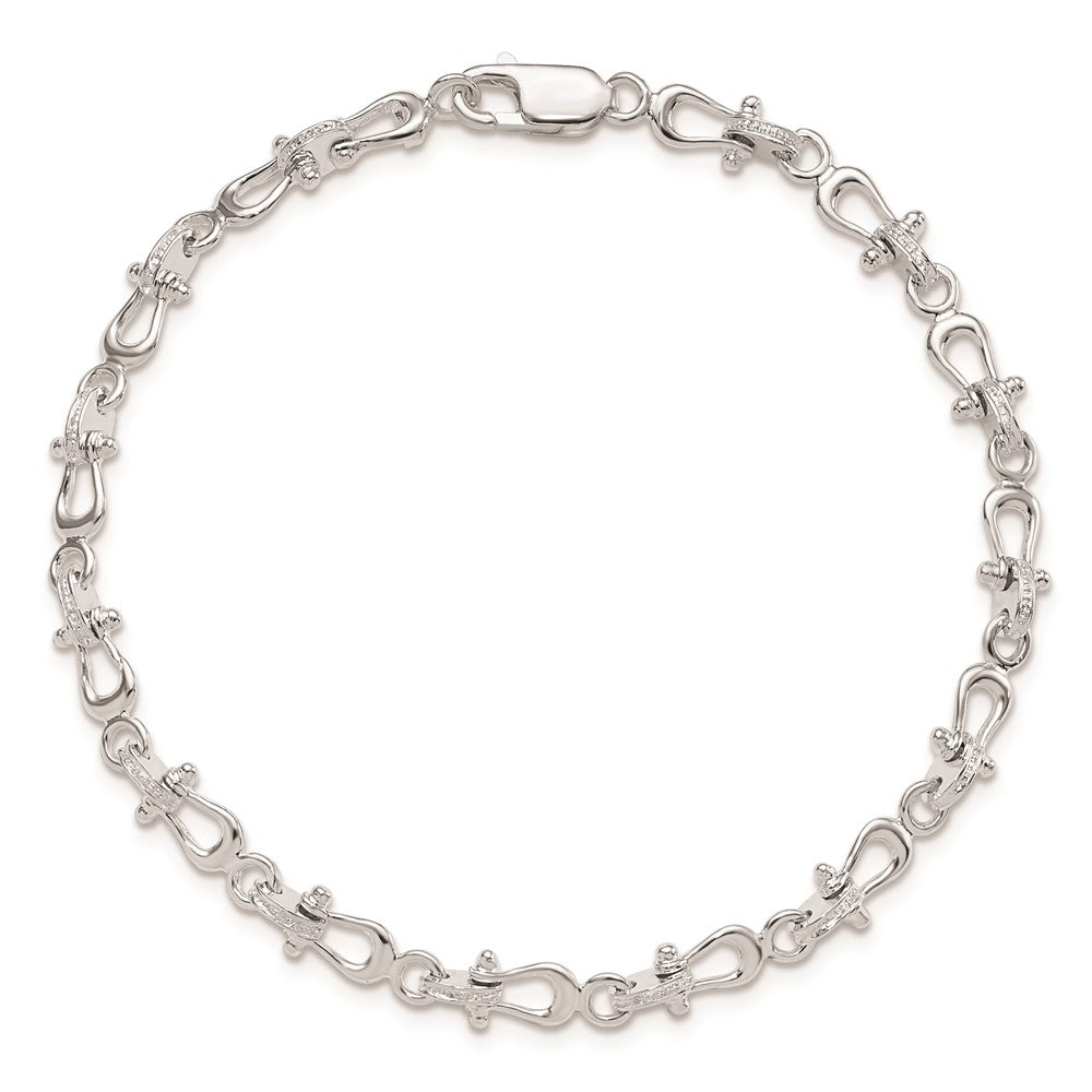 De-Ani Sterling Silver Rhodium-plated Polished Mariners Shackle Link Bracelet QH5589-7.75