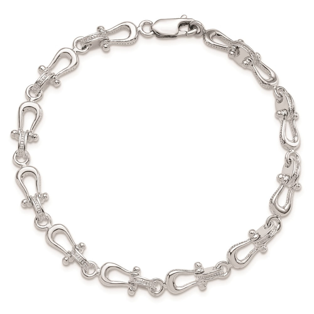De-Ani Sterling Silver Rhodium-plated Polished and Textured Mariners Link Bracelet QH5612-8