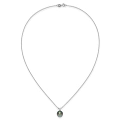 Sterling Silver Rhodium-plated 9-10mm Black Teardrop Tahitian Saltwater Cultured Pearl 17 inch Necklace QH5615-17