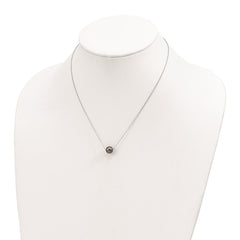 Sterling Silver Rhodium-plated 8-9mm Black Semi-Round Tahitian Saltwater Cultured Pearl 17 inch Necklace QH5618-17