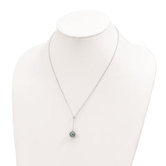 Sterling Silver Rhodium-plated 9-10mm Black Baroque Tahitian Saltwater Cultured Pearl 18 inch Necklace QH5620-18
