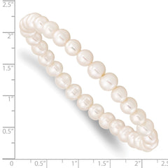 6-7mm White Semi-round Freshwater Cultured Pearl Stretch Bracelet QH5623