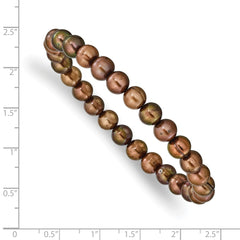 6-7mm Brown Semi-round Freshwater Cultured Pearl Stretch Bracelet QH5639