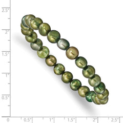 6-7mm Green Semi-round Freshwater Cultured Pearl Stretch Bracelet QH5640