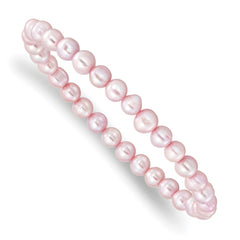 6-7mm Pink Semi-round Freshwater Cultured Pearl Stretch Bracelet QH5641