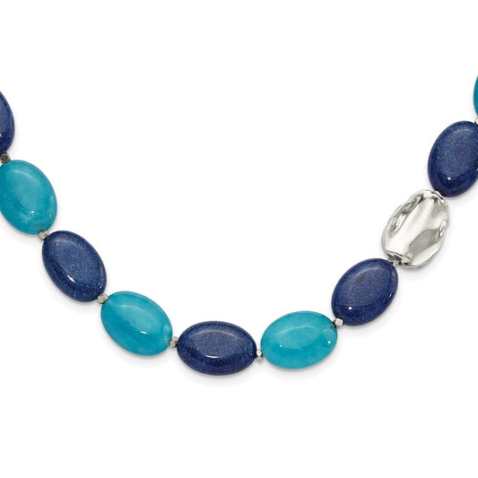 Sterling Silver Hematite, Jade, Lapis, Quartz w/2in ext Necklace QH5688-18.75