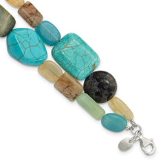 Sterling Silver Multi Stone 2-Strand 8in w/1in ext Bracelet QH5705-8
