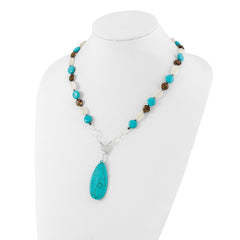 Sterling Silver Jade, Howlite, Recon Magnesite, Quartz Necklace QH5706-21.5