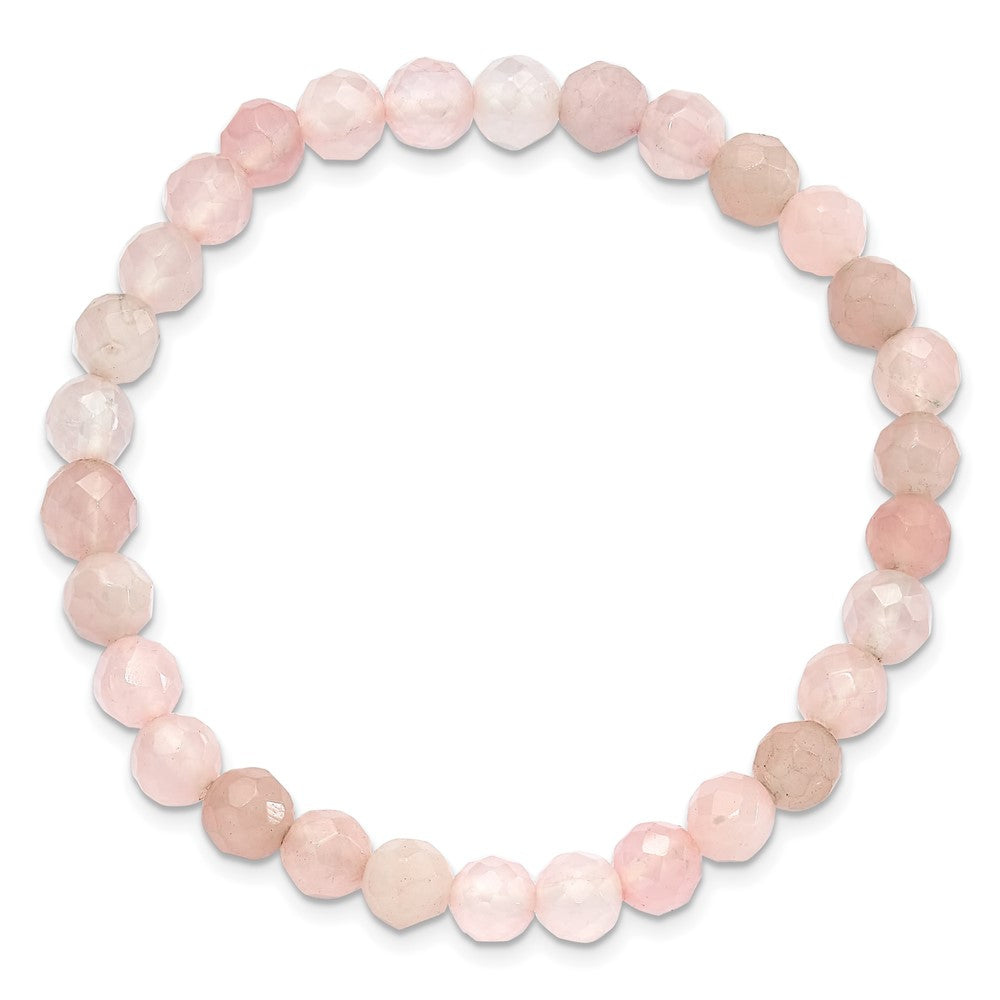 Rose Quartz Faceted 6.50mm Beaded Stretch Bracelet QH5725