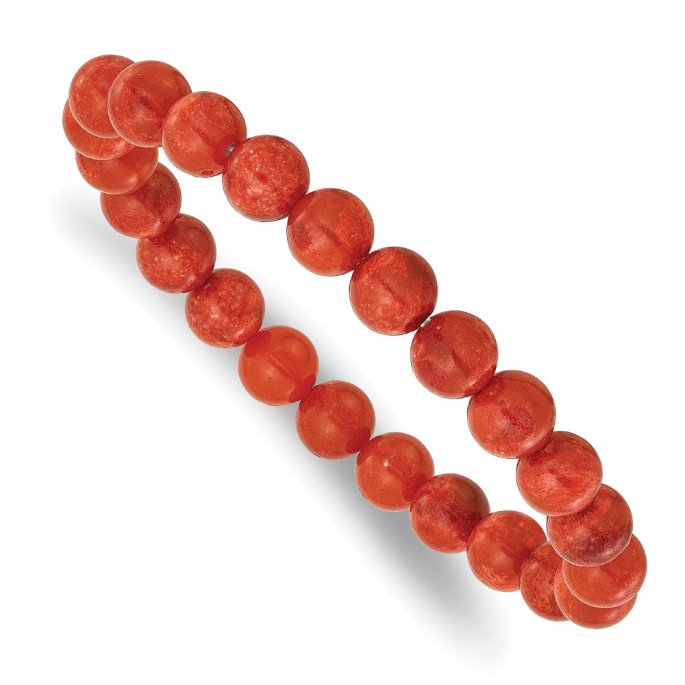 Reconstituted Coral 8.5mm Beaded Stretch Bracelet QH5729