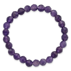 Amethyst Faceted 7.00mm Beaded Stretch Bracelet QH5737