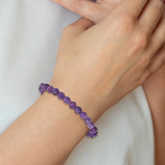 Amethyst Faceted 7.00mm Beaded Stretch Bracelet QH5737