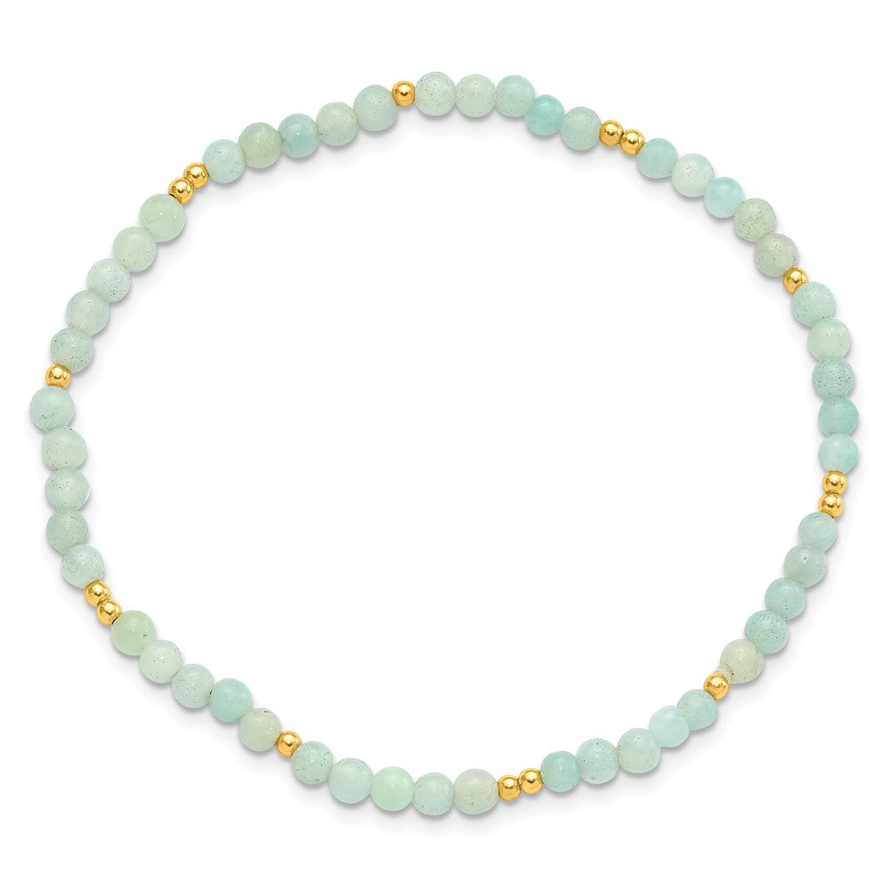 Sterling Silver Gold-plated 3mm Blue Quartz Stretch Bracelet QH5740