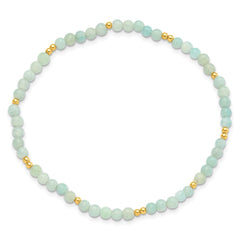 Sterling Silver Gold-plated 3mm Blue Quartz Stretch Bracelet QH5740