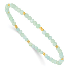 Sterling Silver Gold-plated 3mm Blue Quartz Stretch Bracelet QH5740