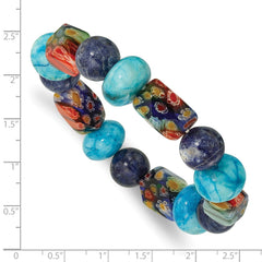 Agate, Lapis and Kangsai Glass Beaded Stretch Bracelet QH5745