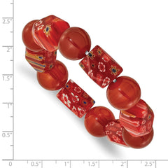Carnelian and Kangsai Glass Beaded Stretch Bracelet QH5747