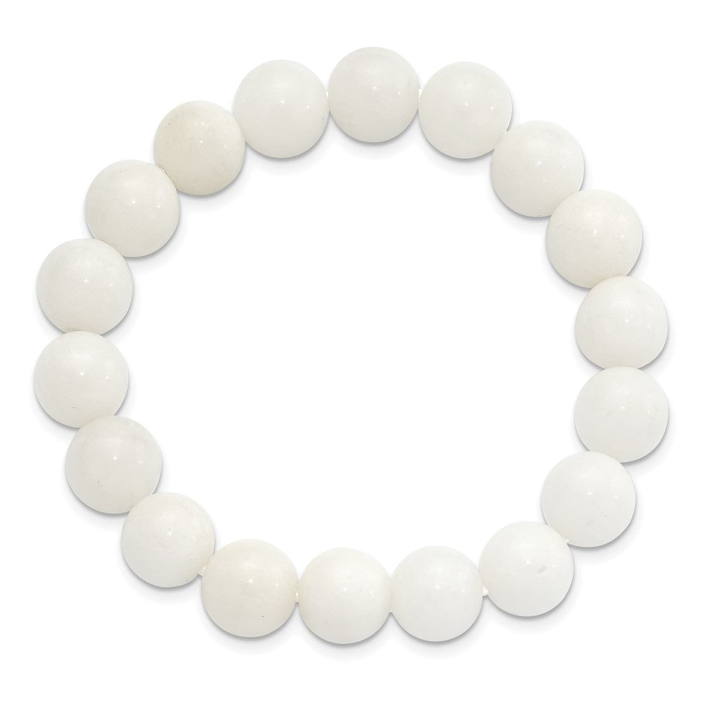 White Jade 10.00mm Beaded Stretch Bracelet QH5750