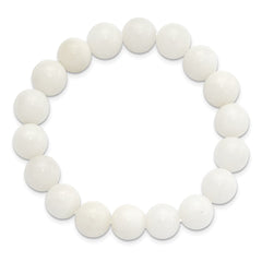 White Jade 10.00mm Beaded Stretch Bracelet QH5750