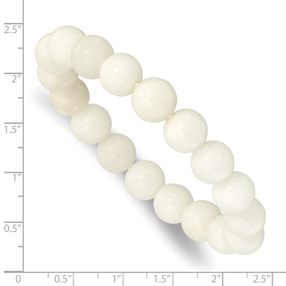 White Jade 10.00mm Beaded Stretch Bracelet QH5750