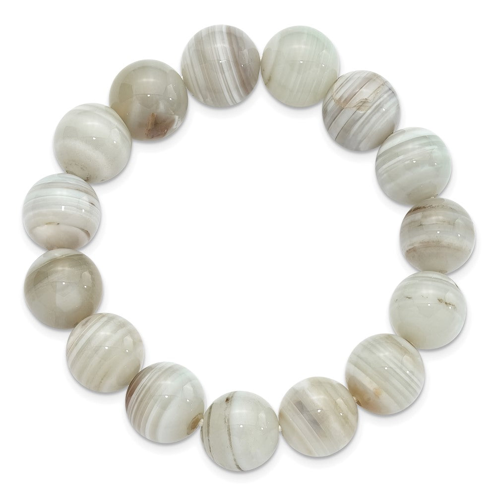 Grey Agate 12.00mm Beaded Stretch Bracelet QH5755