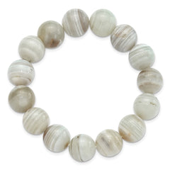 Grey Agate 12.00mm Beaded Stretch Bracelet QH5755