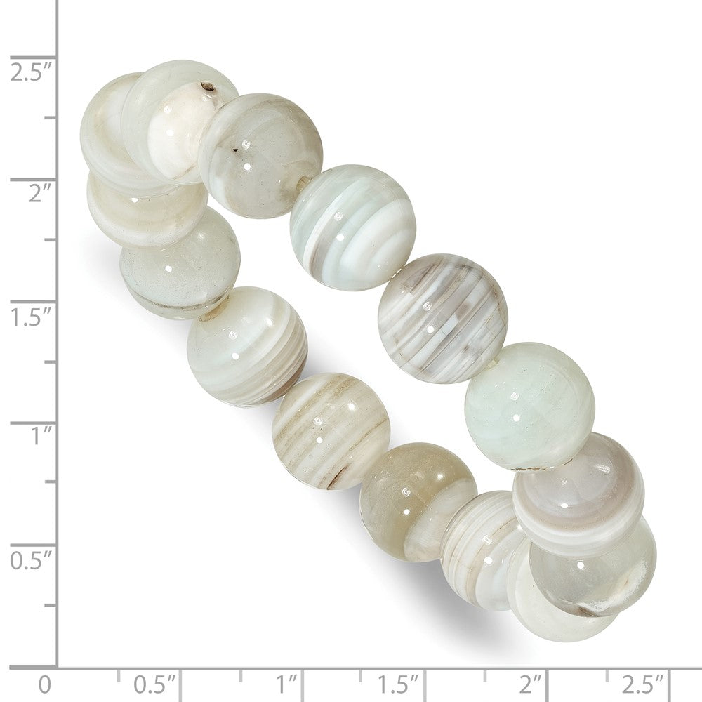 Grey Agate 12.00mm Beaded Stretch Bracelet QH5755