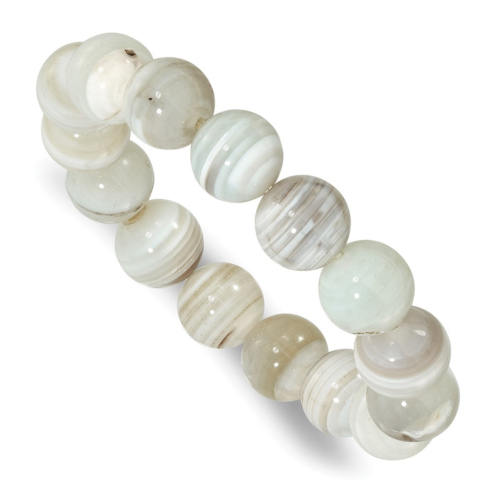 Grey Agate 12.00mm Beaded Stretch Bracelet QH5755
