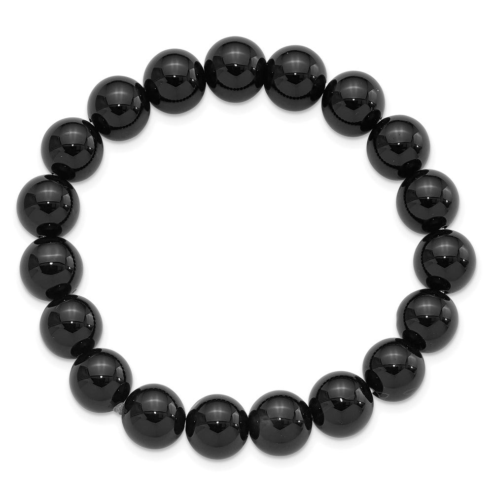 Black Agate 10mm Beaded Stretch Bracelet QH5756