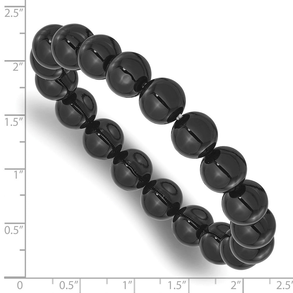 Black Agate 10mm Beaded Stretch Bracelet QH5756