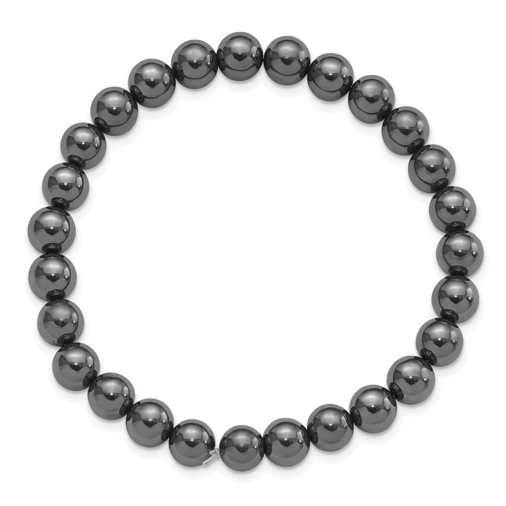 Hematite 7mm Beaded Stretch Bracelet QH5760
