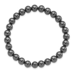 Hematite 7mm Beaded Stretch Bracelet QH5760