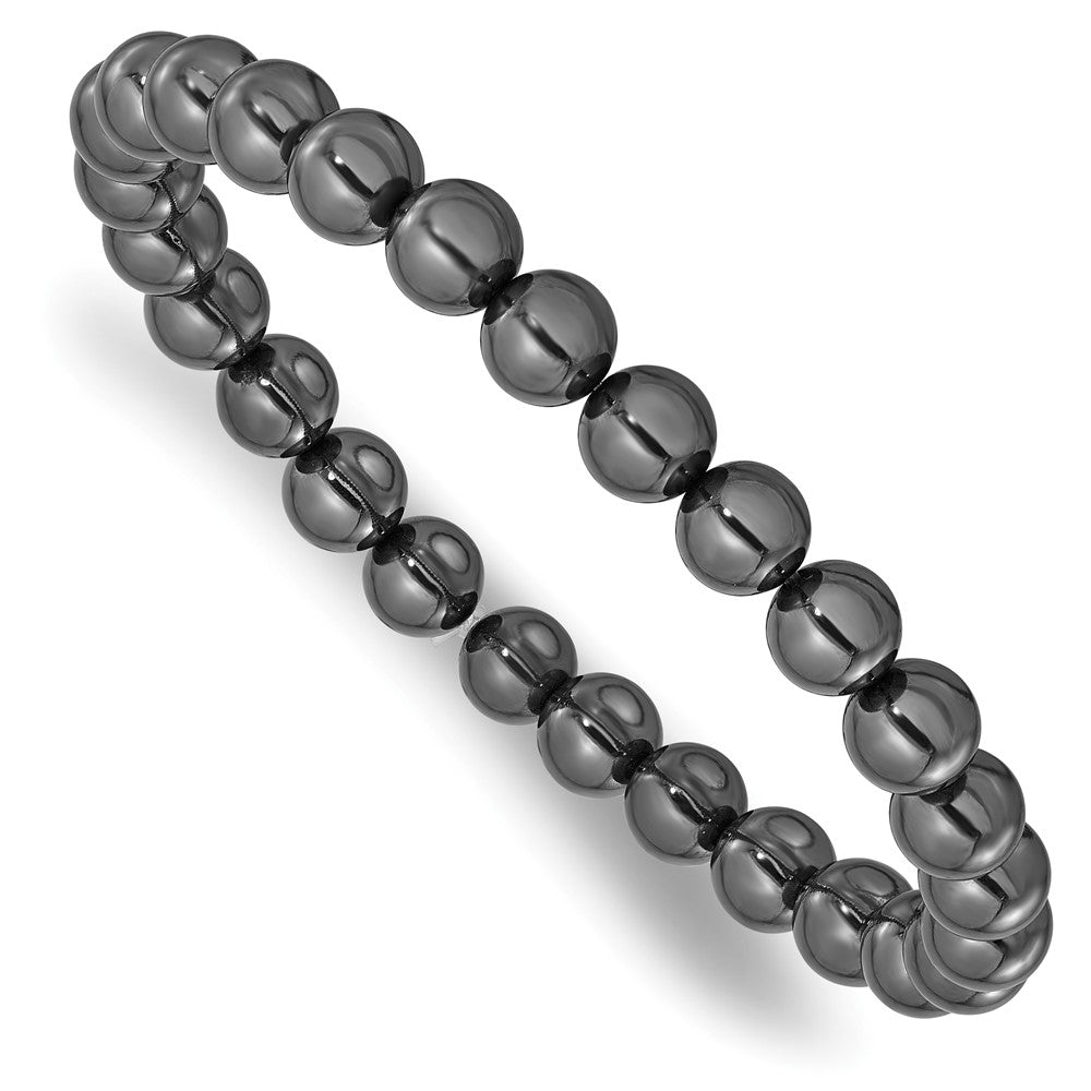 Hematite 7mm Beaded Stretch Bracelet QH5760